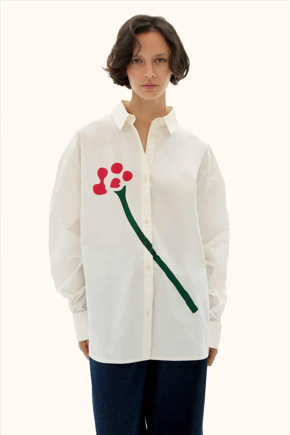 Thinking Mu - Witte Flower Juana blouse