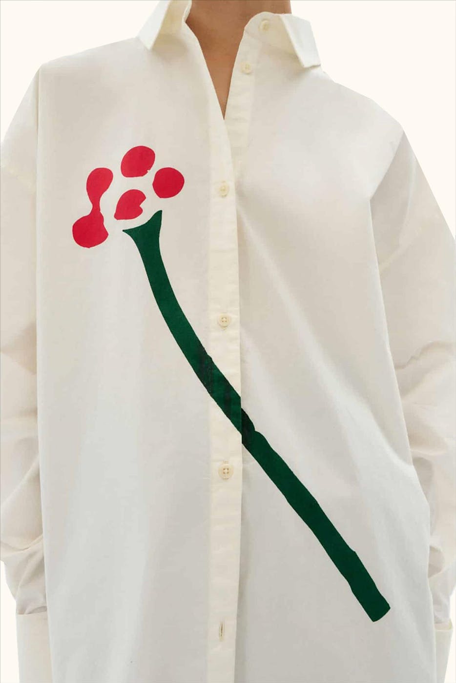 Thinking Mu - Witte Flower Juana blouse
