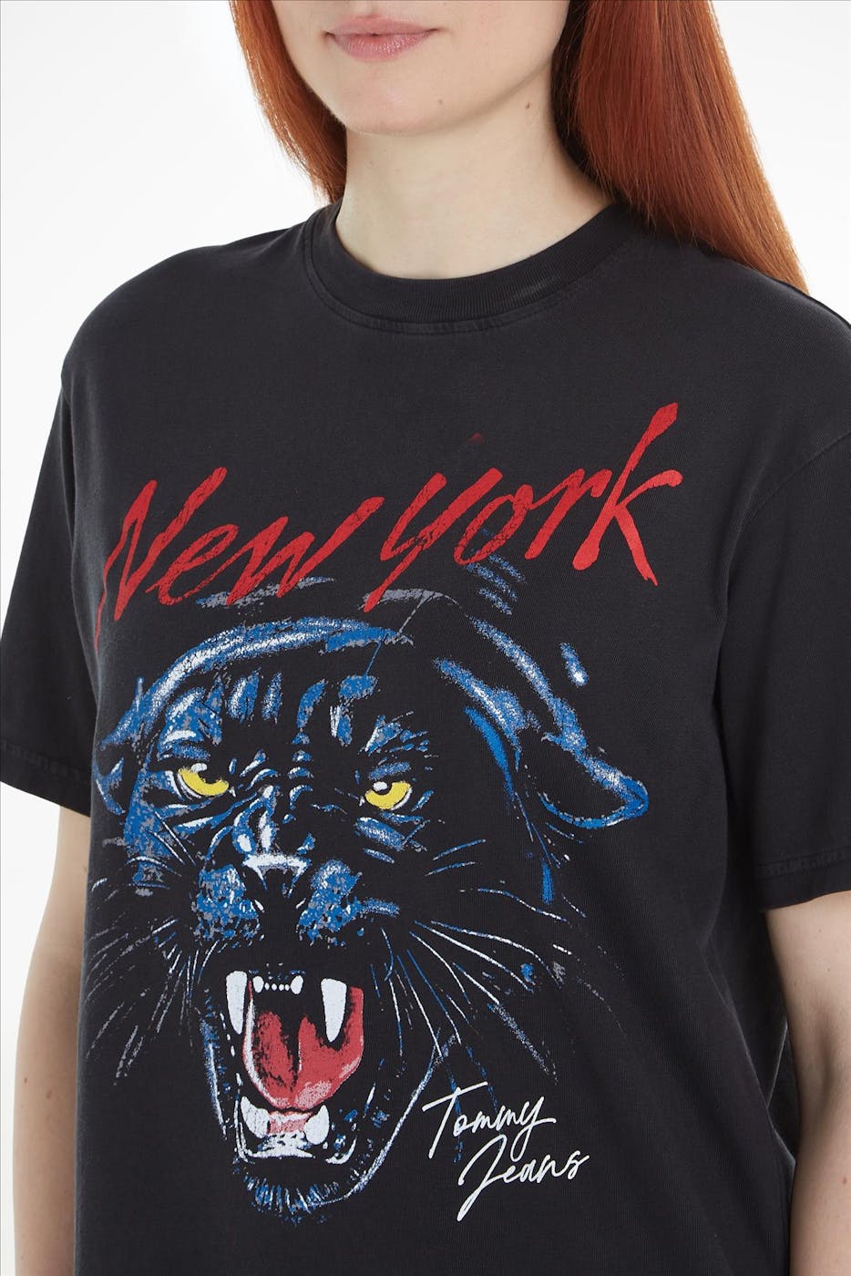 Tommy Jeans - Zwarte Washed Panther T-shirt