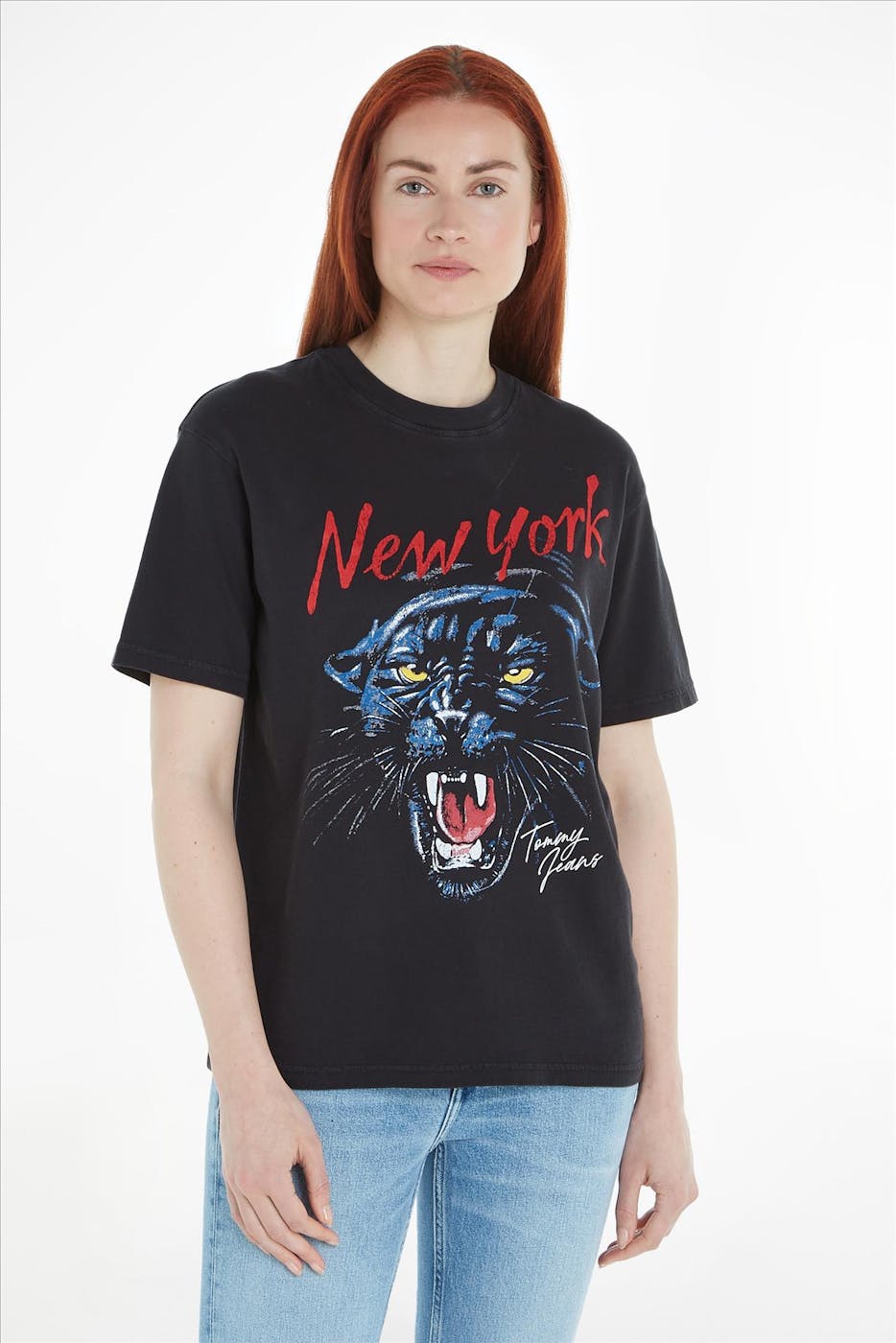 Tommy Jeans - Zwarte Washed Panther T-shirt