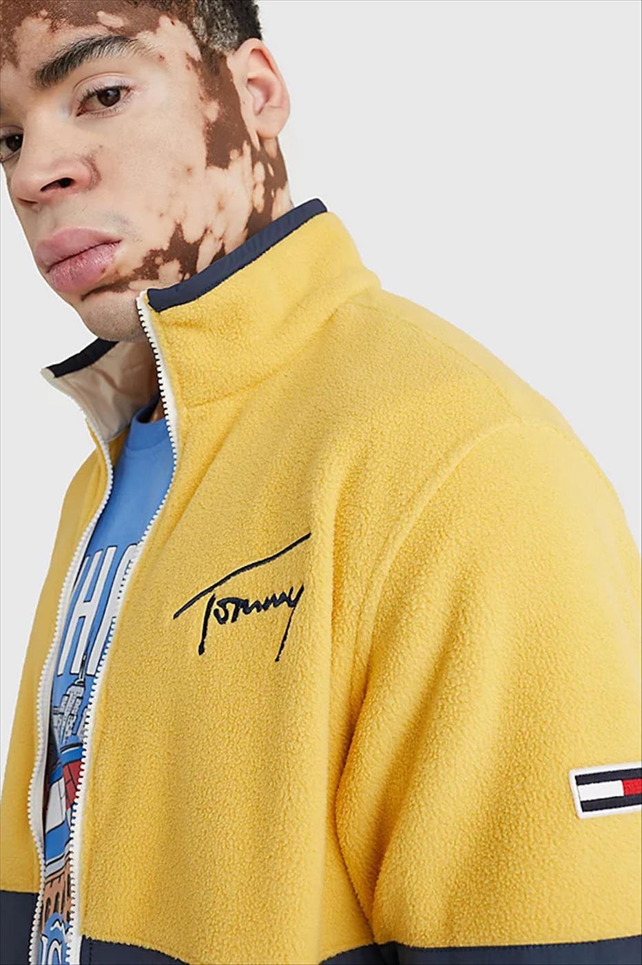 Tommy Jeans - Geel-blauw-witte Retro jacket