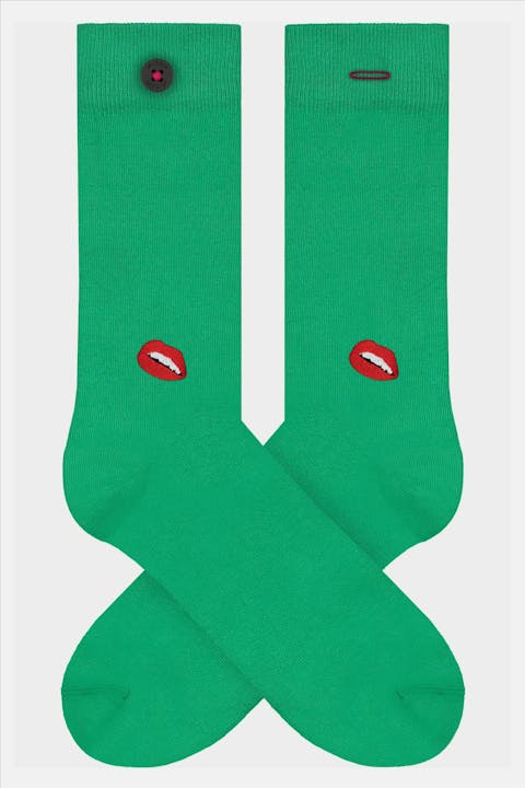 A'dam - Groene Mo sokken met lippen, maat: 36-40