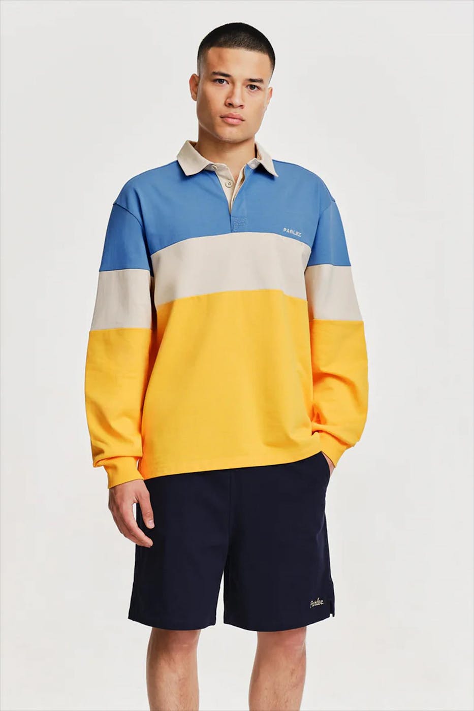 PARLEZ - Blauw-Beige-Gele Strive Rugby sweater