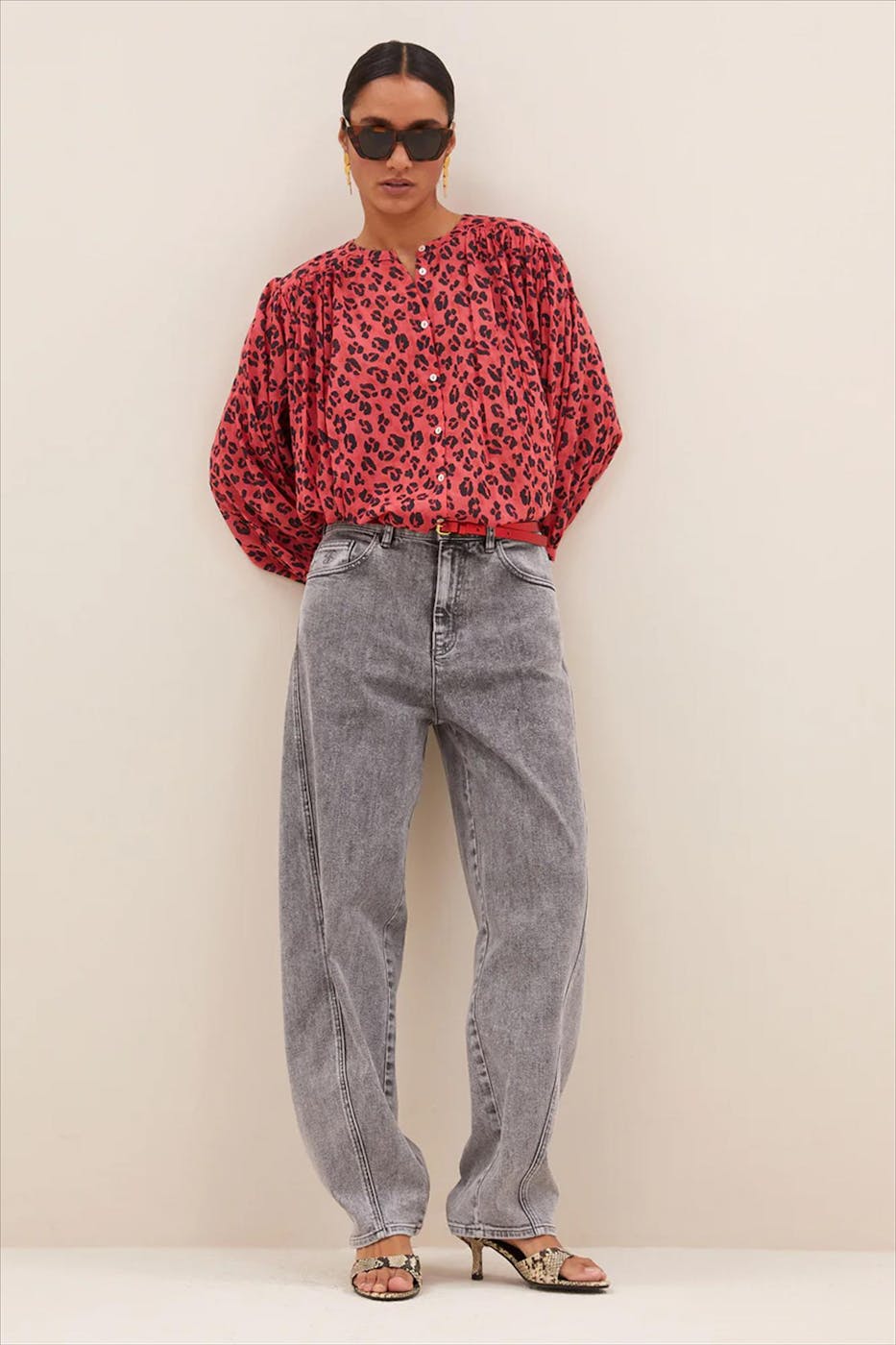 BY BAR - Rode Cheetah blouse