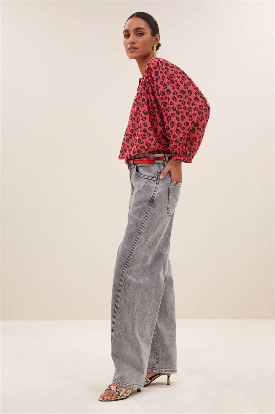 BY BAR - Rode Cheetah blouse