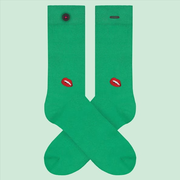 A'dam - Groene Mod sokken met lippen, maat: 41-46