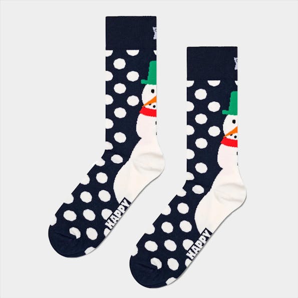 Happy Socks - Donkerblauwe Jumbo Snowman sokken, maat: 36-40