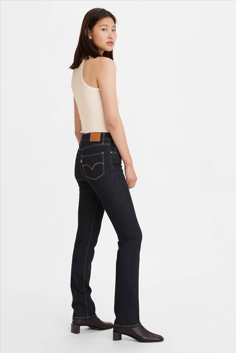 Levi's - Donkerblauwe 724 High Rise slim straight jeans