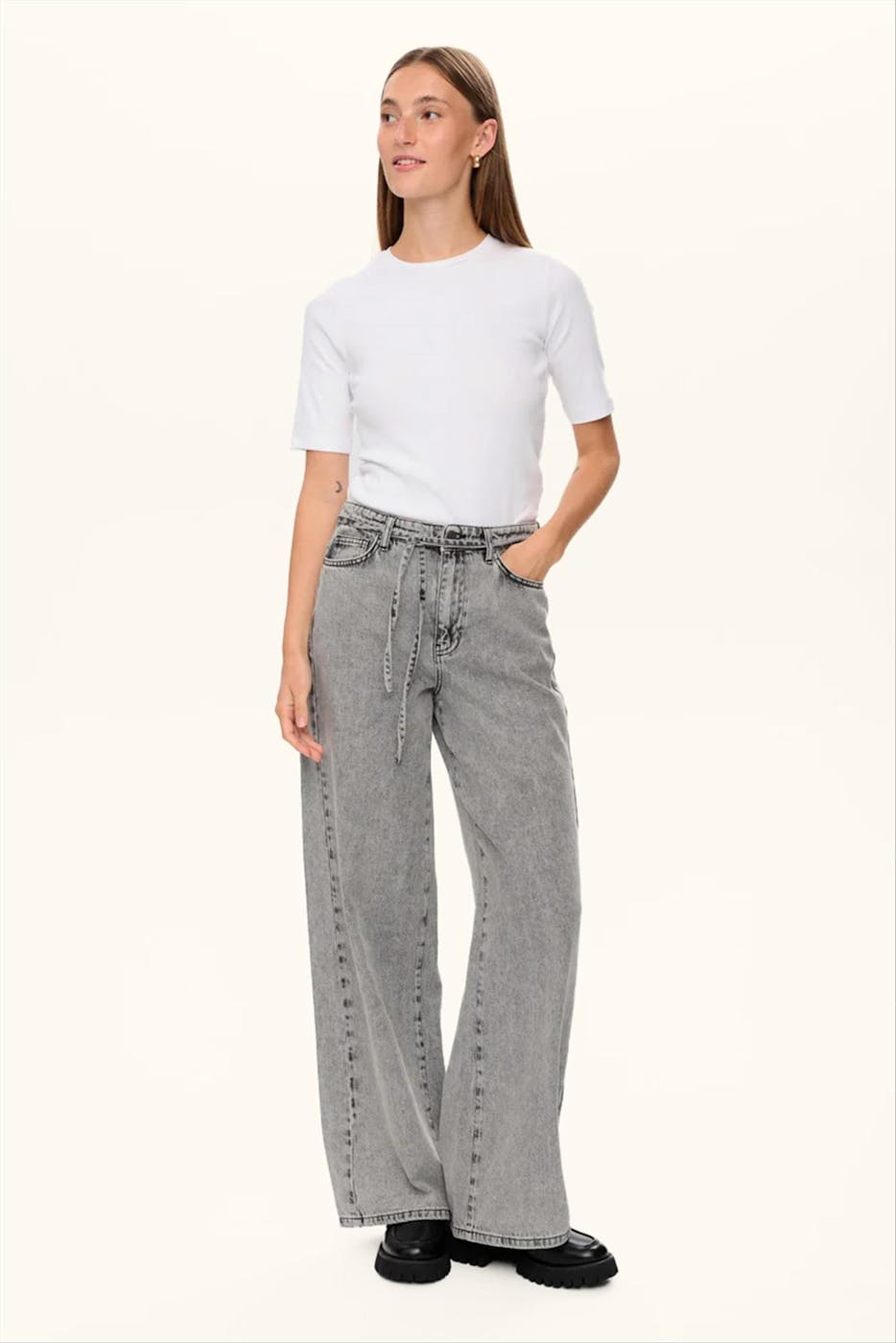 Nümph - Grijze Brooklyn wide jeans
