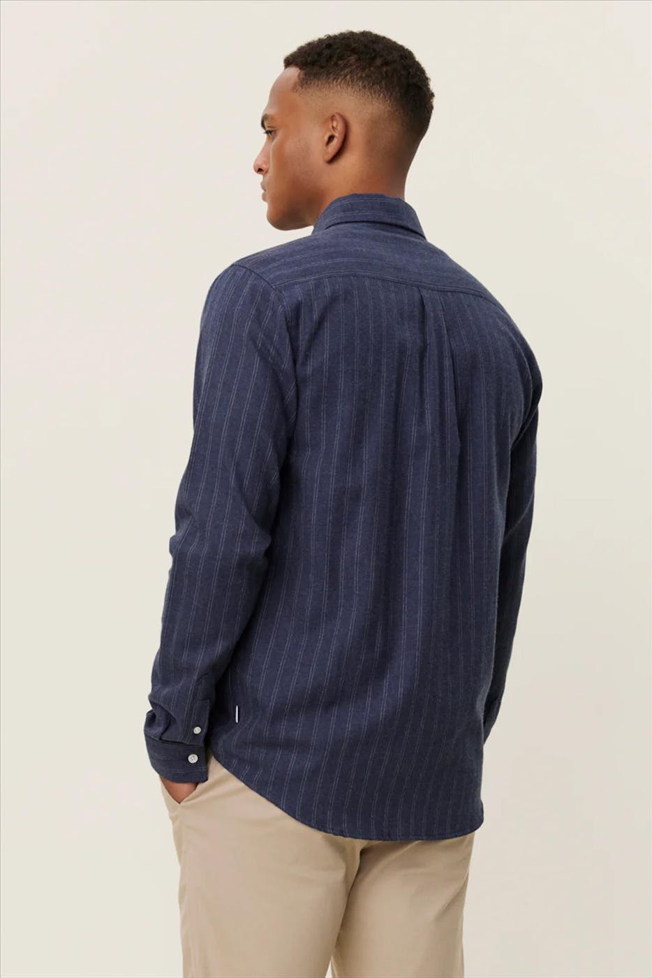 LES DEUX - Donkerblauw Desert Stripe hemd