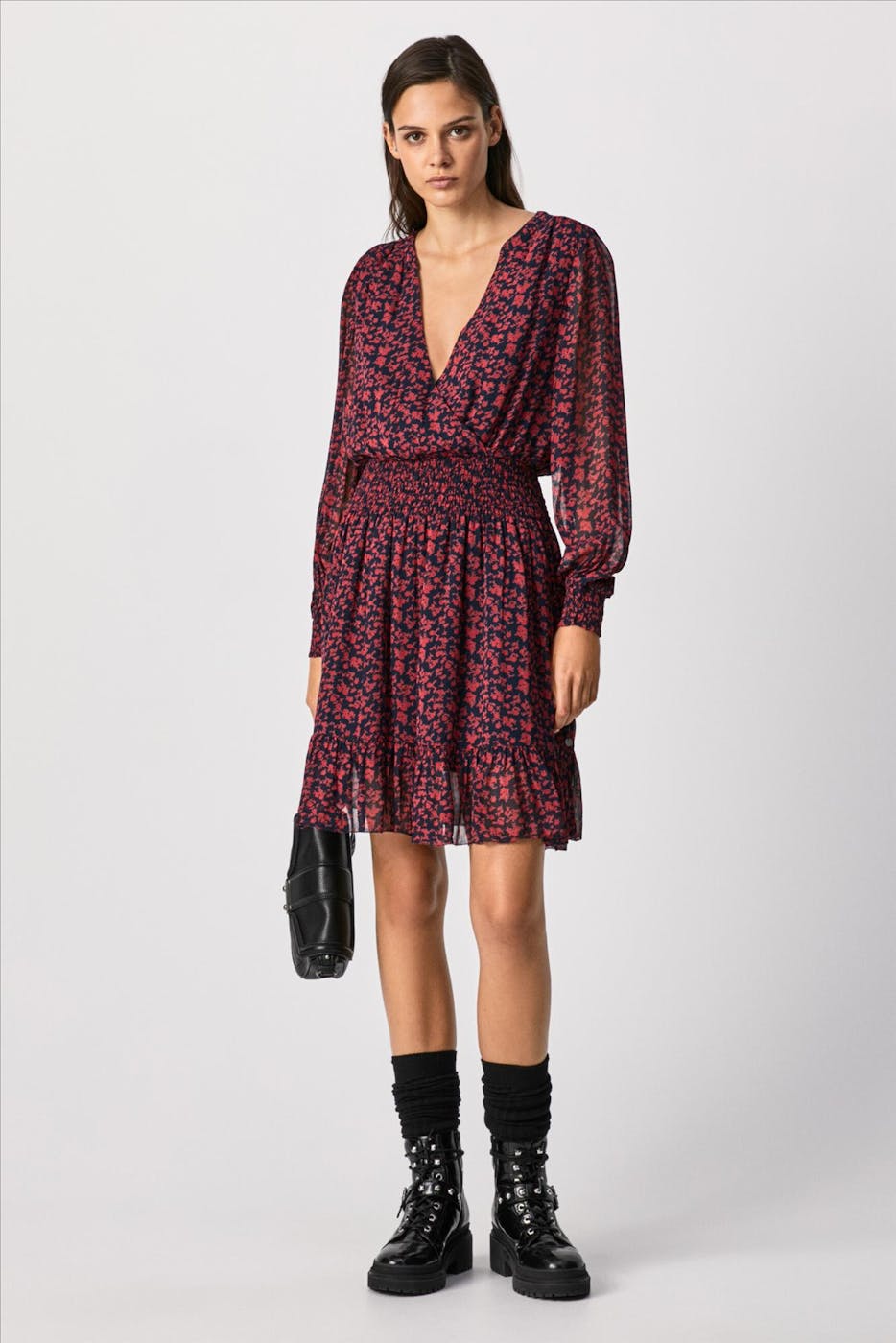 Pepe Jeans London - Marineblauw-rood Carine jurk