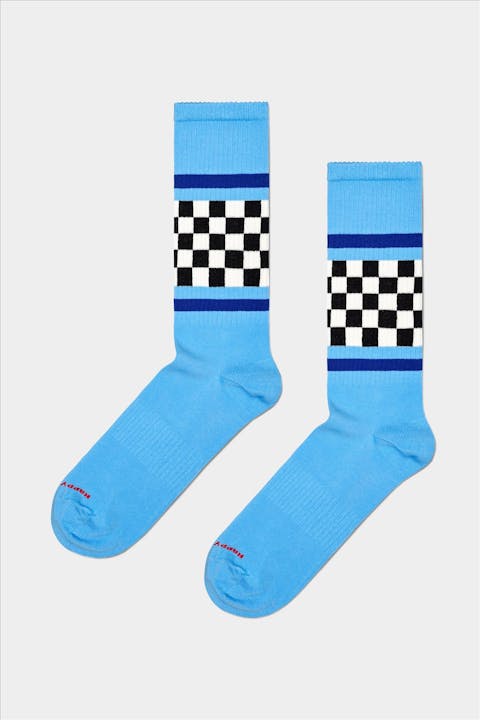 Happy Socks - Blauwe Checked Stripe sokken, maat: 41-46