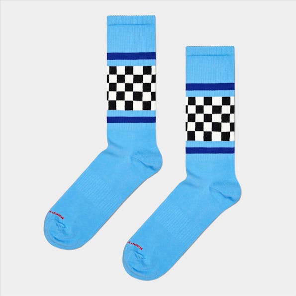 Happy Socks - Blauwe Checked Stripe sokken, maat: 41-46