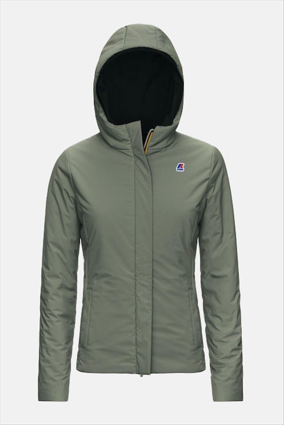 K-Way - Kaki-zwarte Lily Warm Double jas