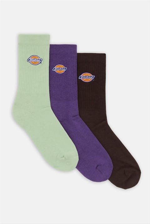 Dickies - Groene-paarse-bruine Valley 3-pack sokken, maat: 43-46