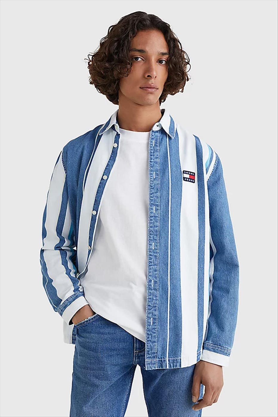 Tommy Jeans - Blauw gestreept Denim hemd