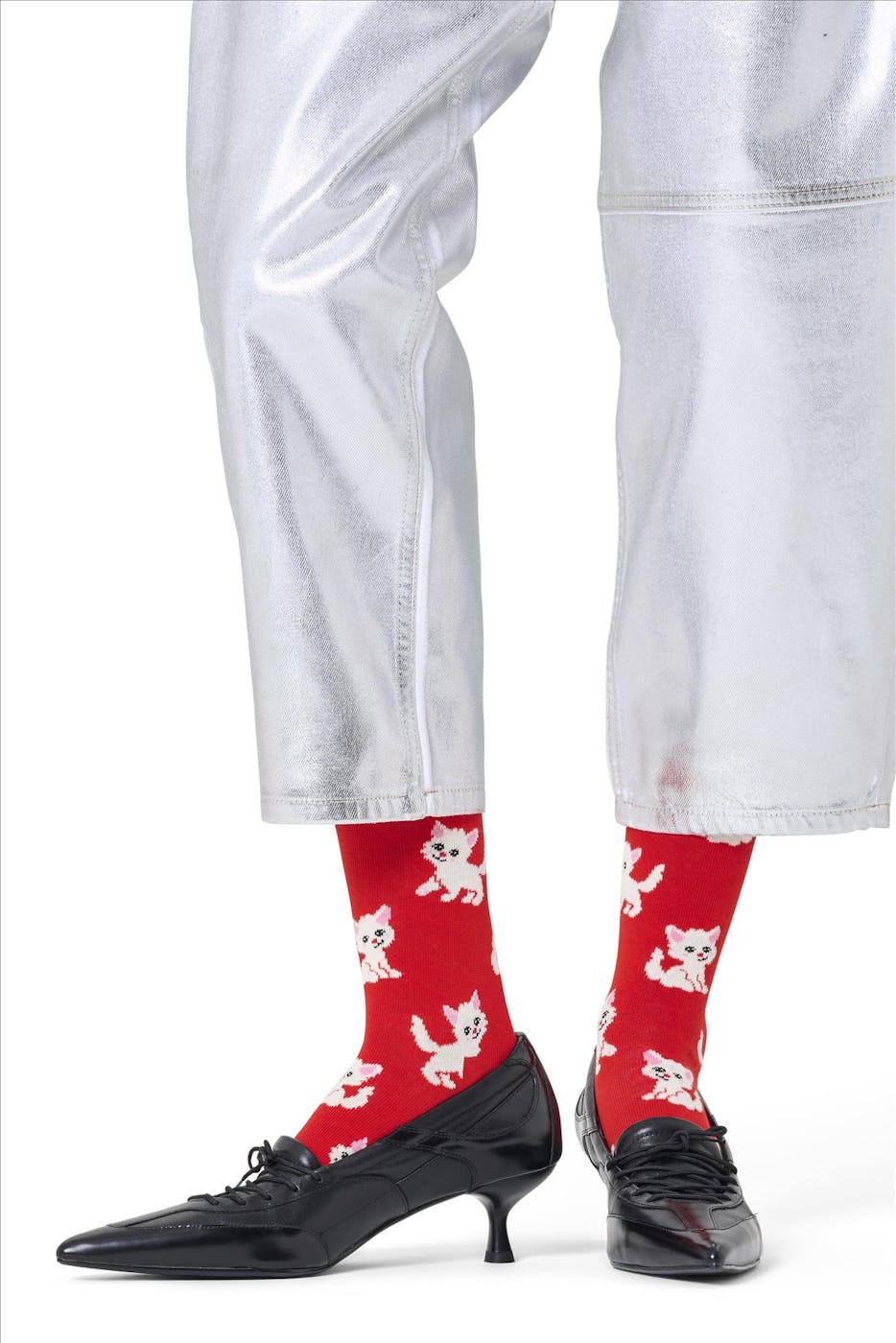 Happy Socks - Rode Kitten sokken, maat: 36-40