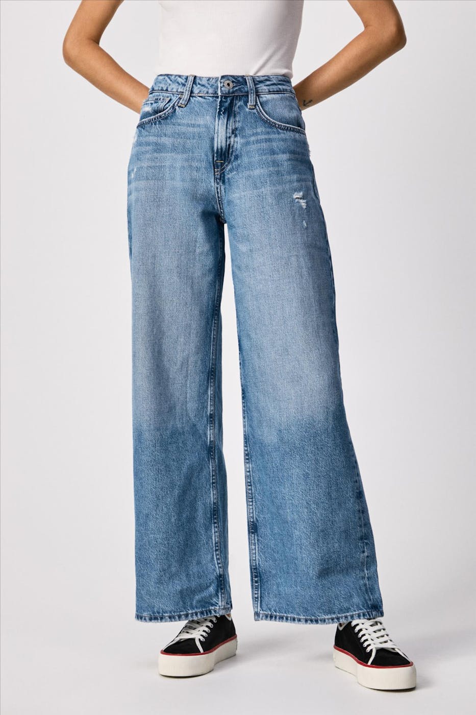 Pepe Jeans London - Lichtblauwe Wide Leg High Waist Faith jeans