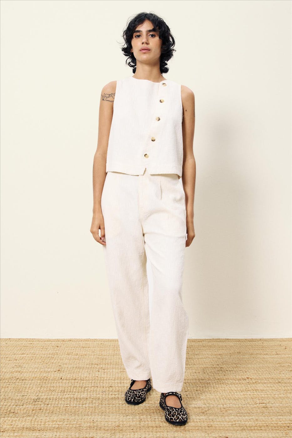 FRNCH - Ecru Pepita broek