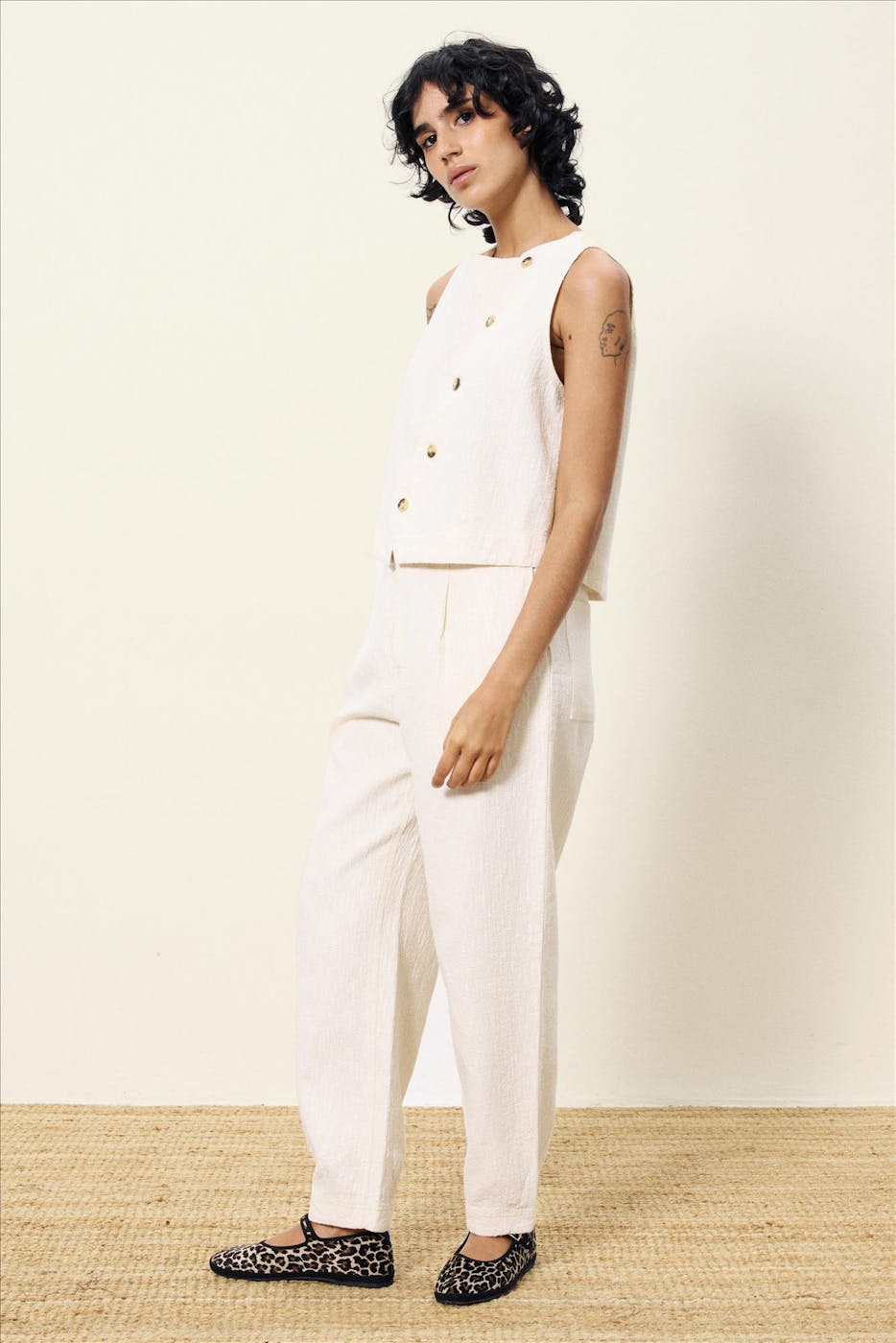 FRNCH - Ecru Pepita broek