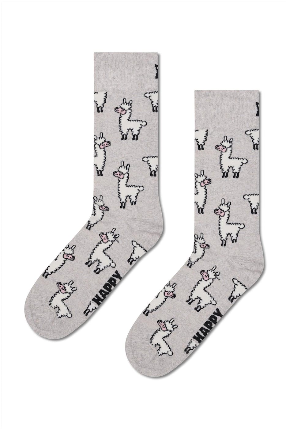 Happy Socks - Lichtgrijze Lama sokken, maat: 41-46