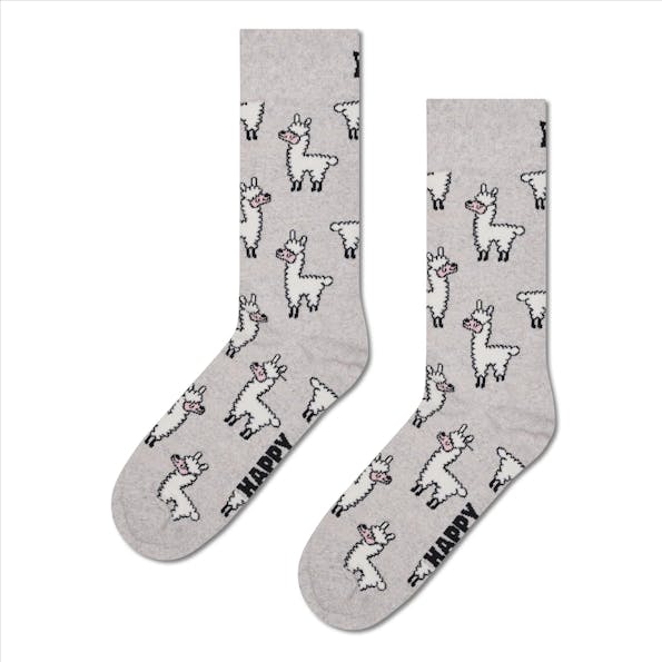 Happy Socks - Lichtgrijze Lama sokken, maat: 41-46