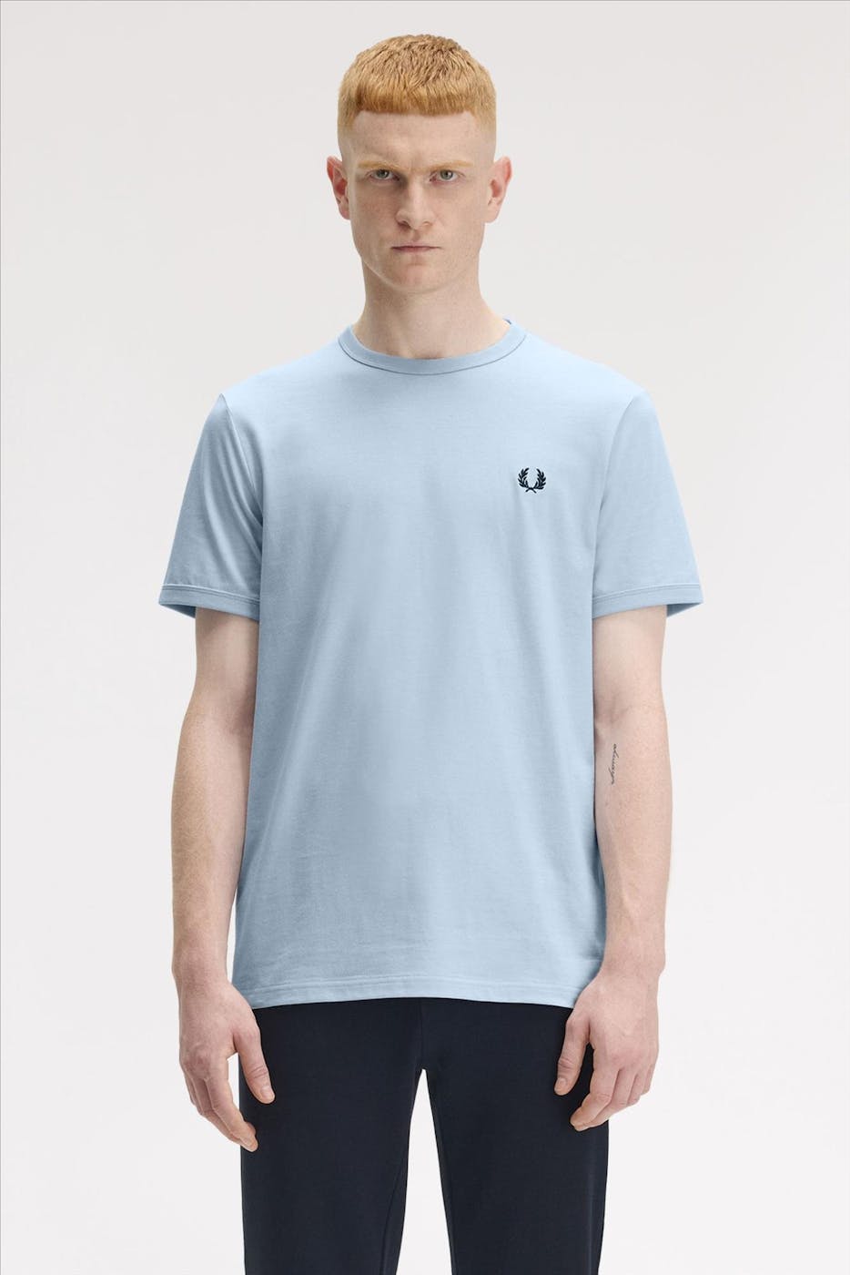 Fred Perry - Lichtblauwe Ringer T-shirt