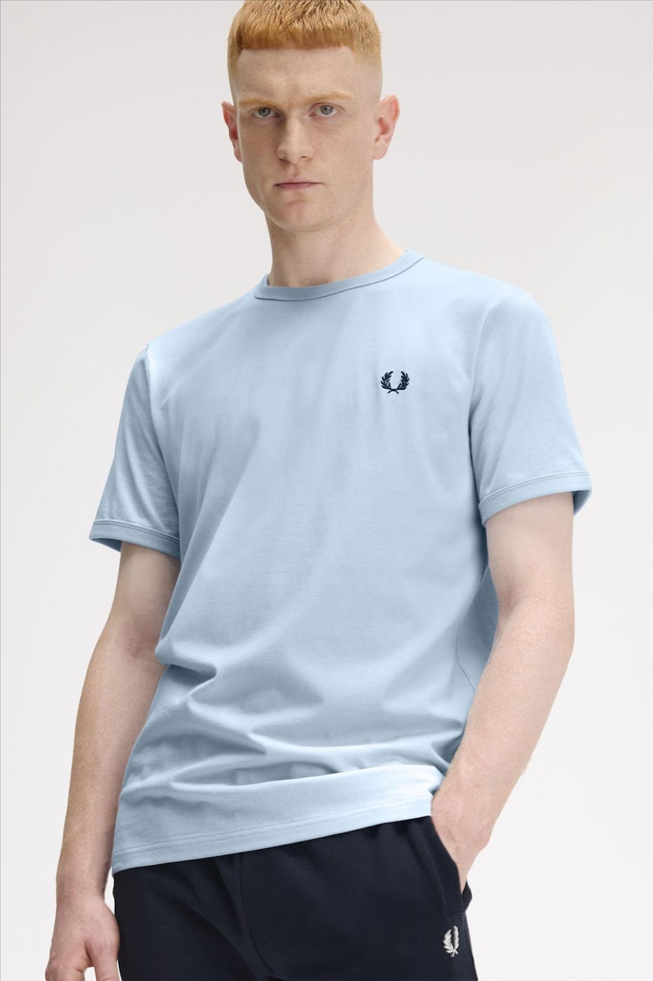 Fred Perry - Lichtblauwe Ringer T-shirt