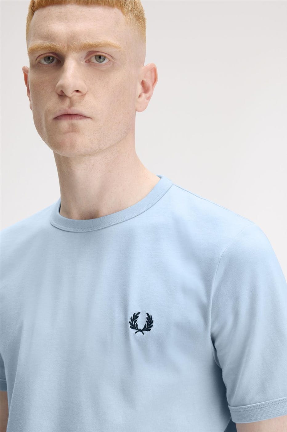 Fred Perry - Lichtblauwe Ringer T-shirt