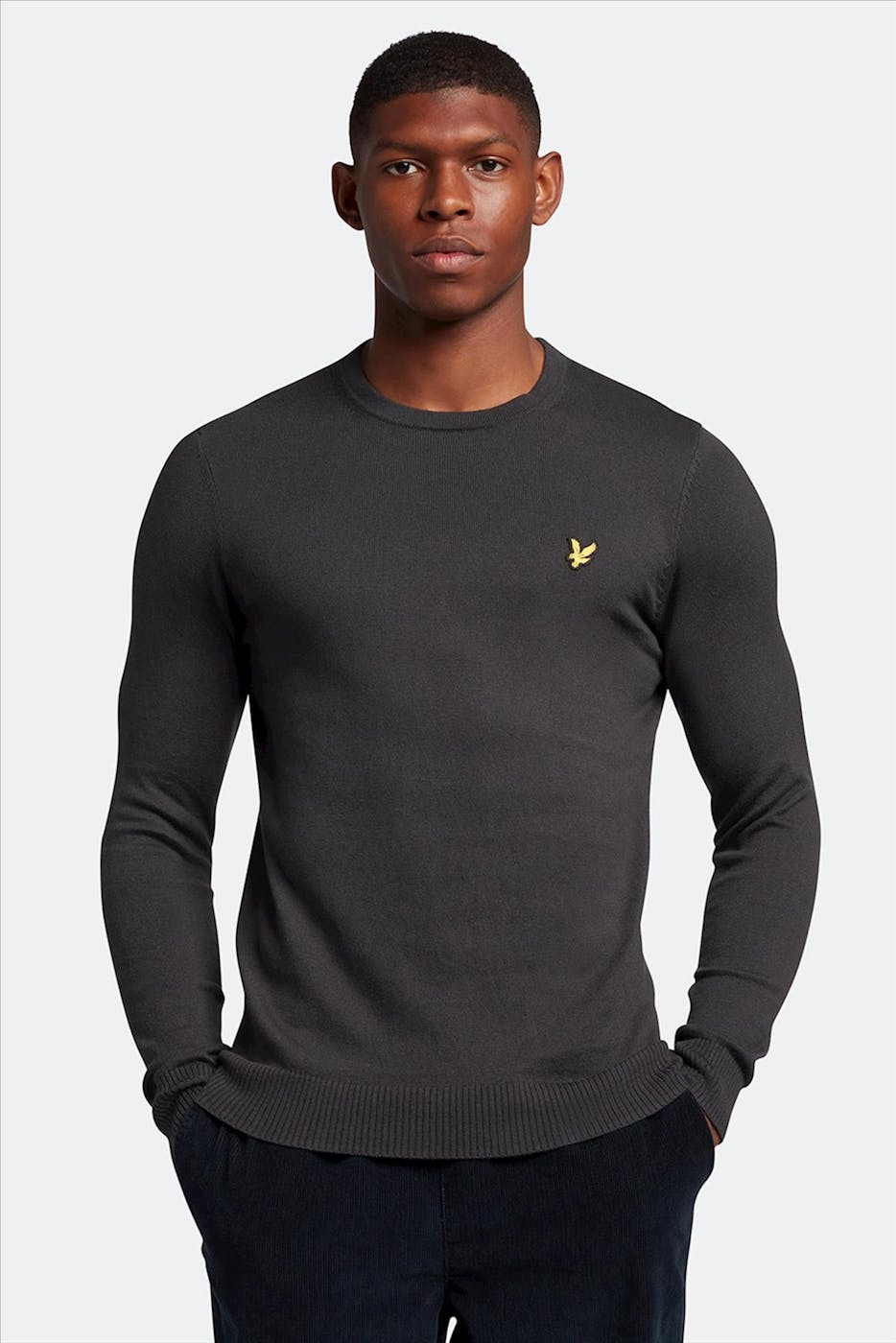 Lyle & Scott - Donkergrijze Merino trui