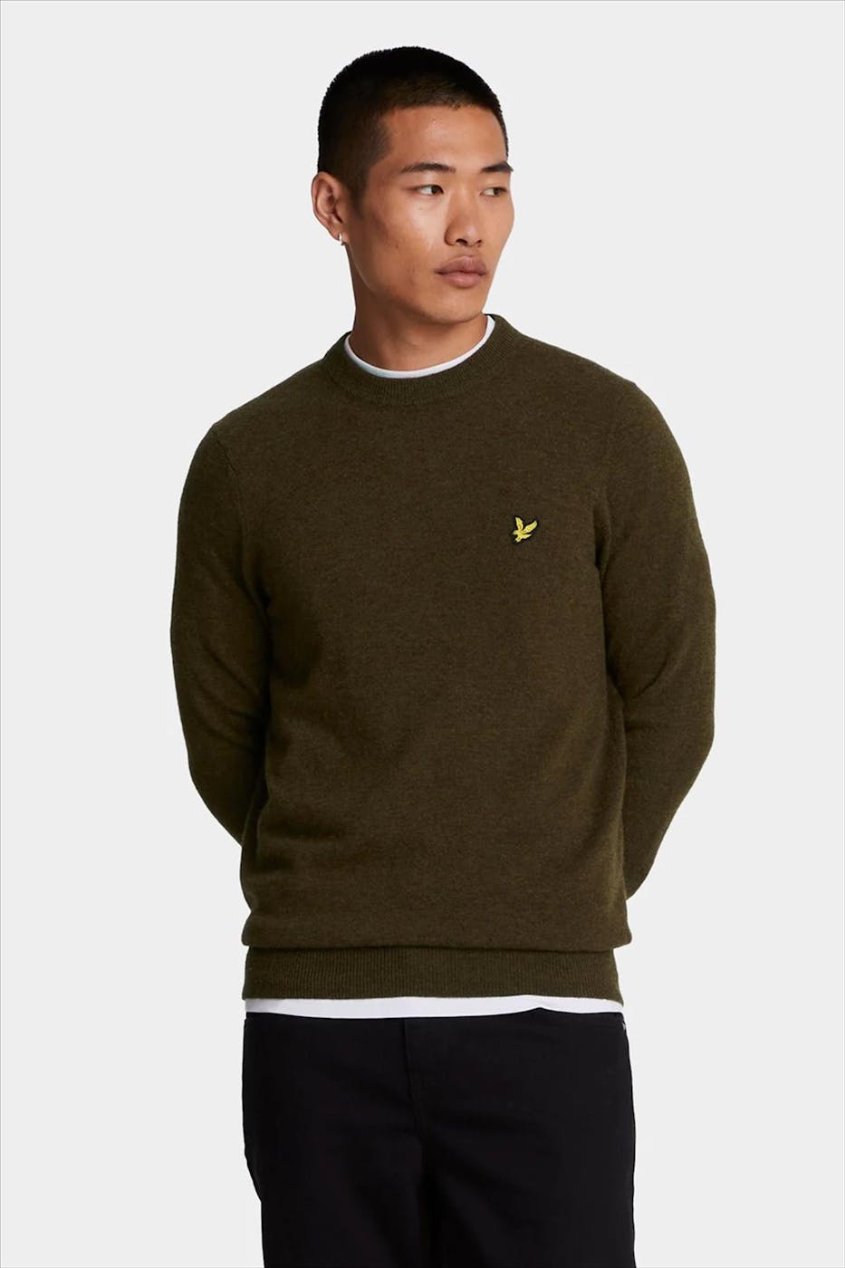 Lyle & Scott - Olijfgroene Lambswool Blend trui