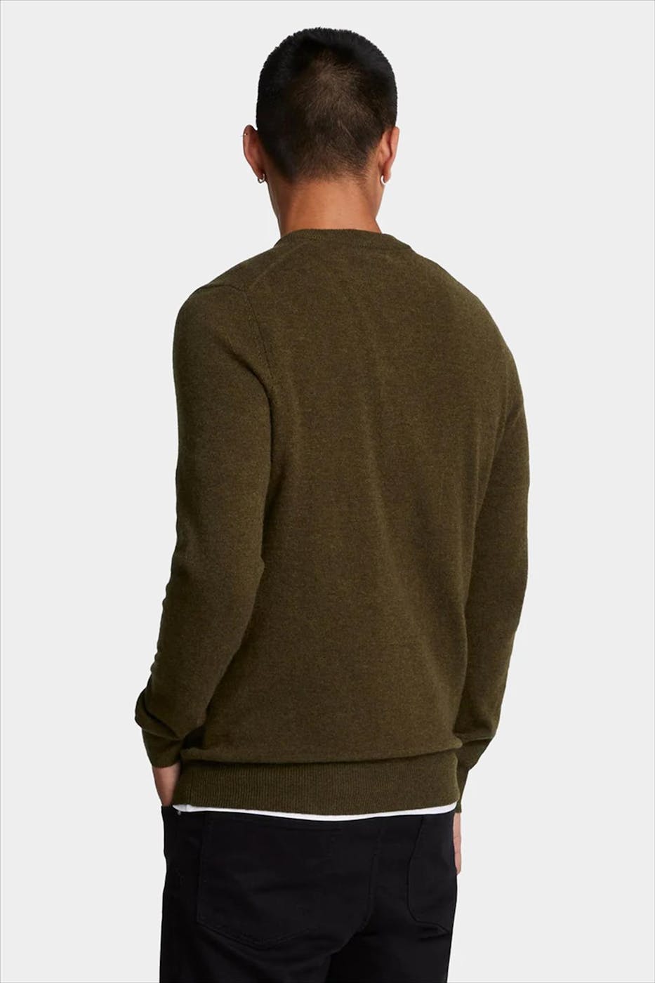 Lyle & Scott - Olijfgroene Lambswool Blend trui