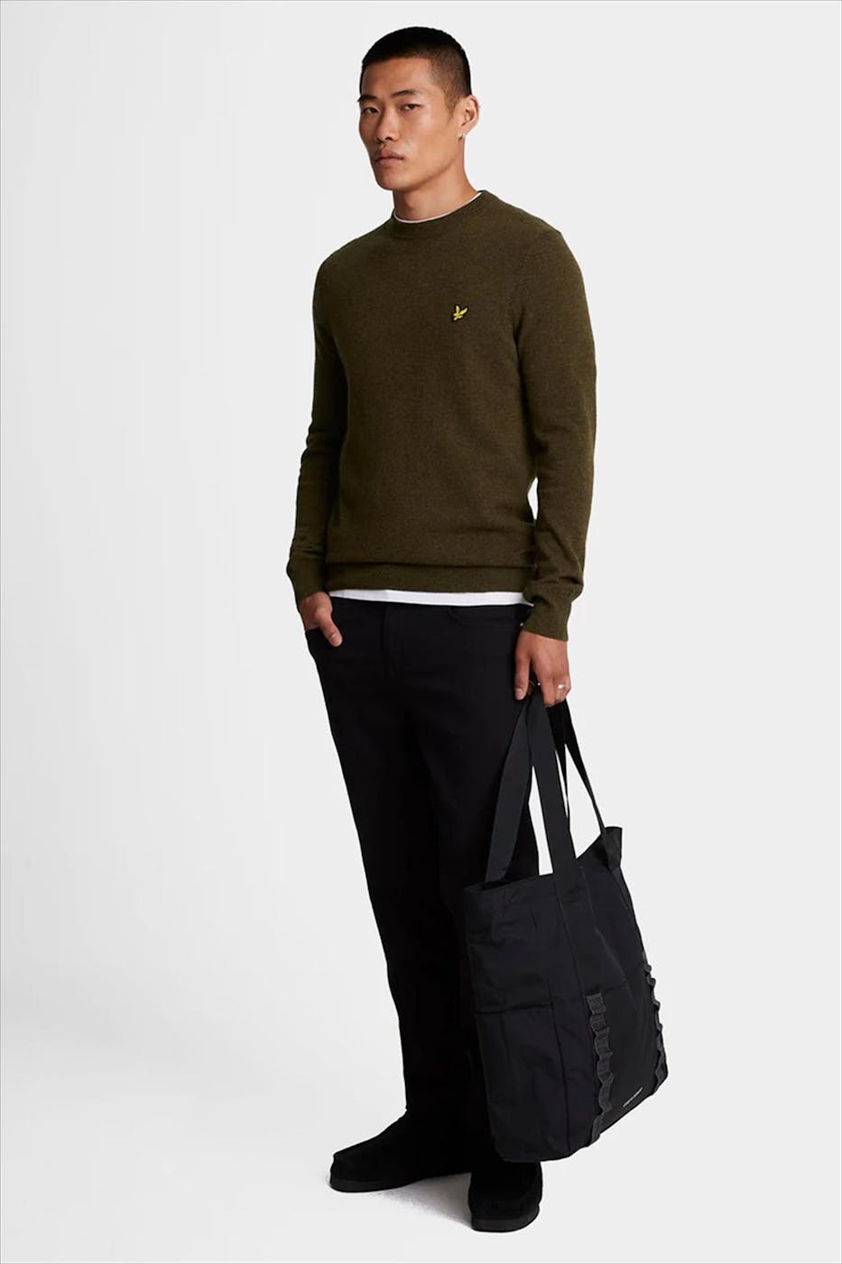 Lyle & Scott - Olijfgroene Lambswool Blend trui