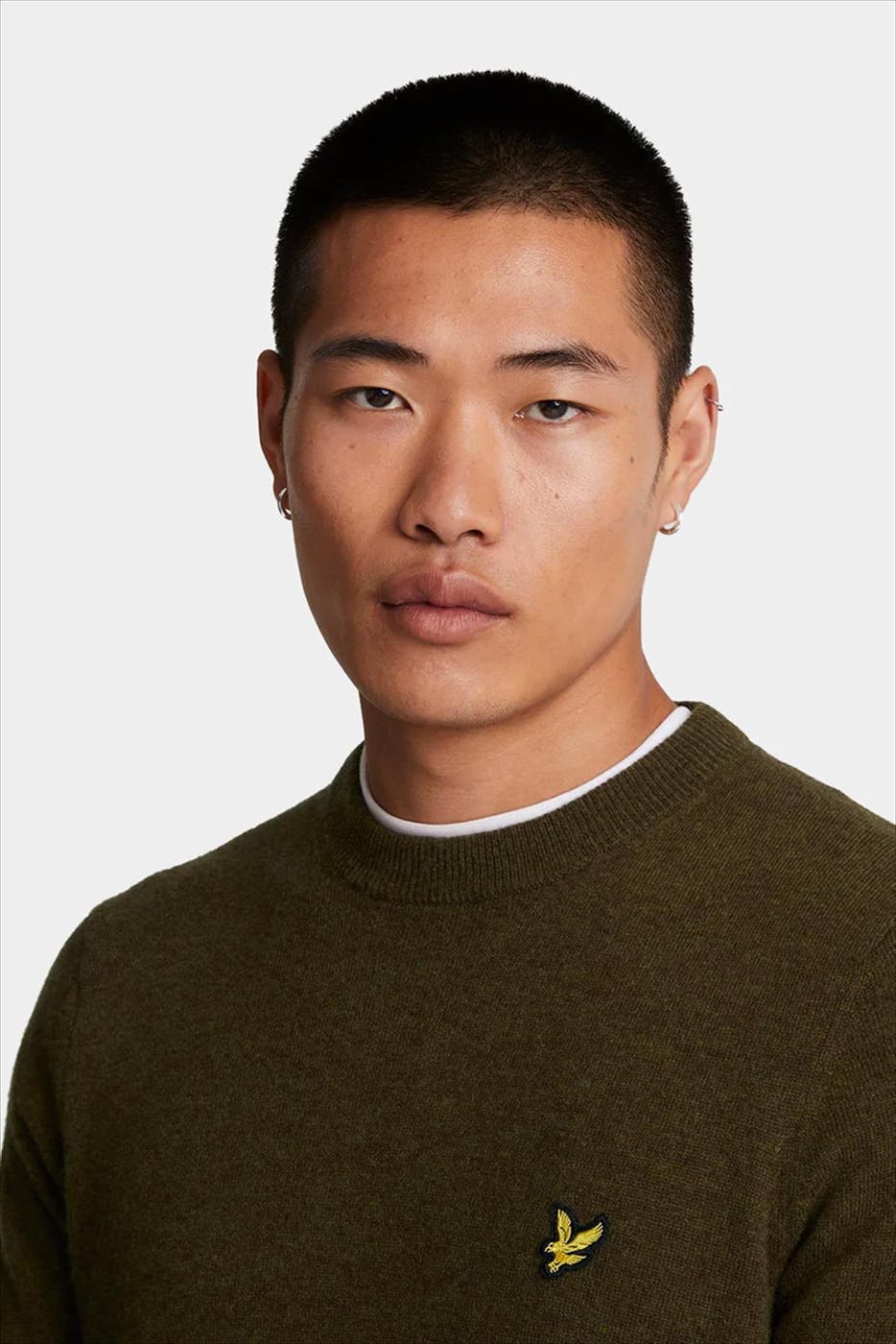 Lyle & Scott - Olijfgroene Lambswool Blend trui