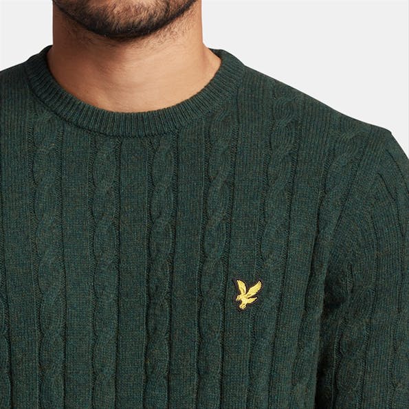 Lyle & Scott - Donkergroene Cable Jumper trui