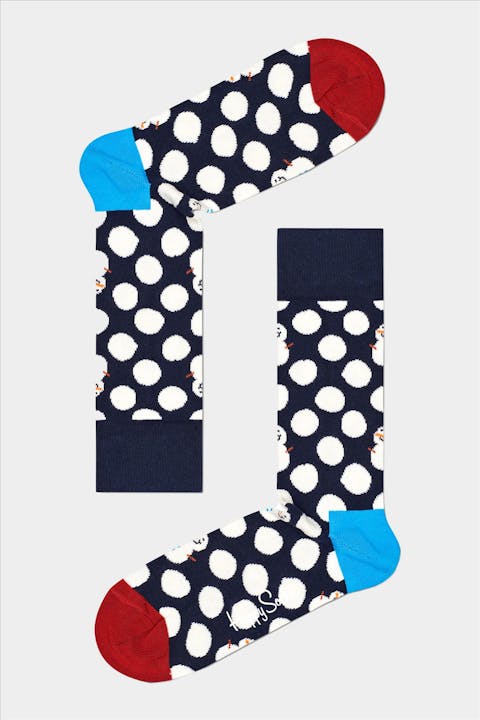 Happy Socks - Donkerblauwe Big Dot Snowman sokken, maat: 36-40