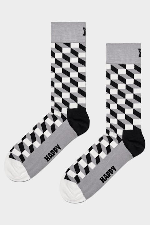 Happy Socks - Lichtgrijze Filled Optic sokken, maat: 36-40