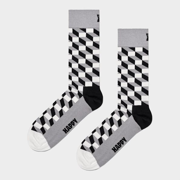 Happy Socks - Lichtgrijze Filled Optic sokken, maat: 36-40