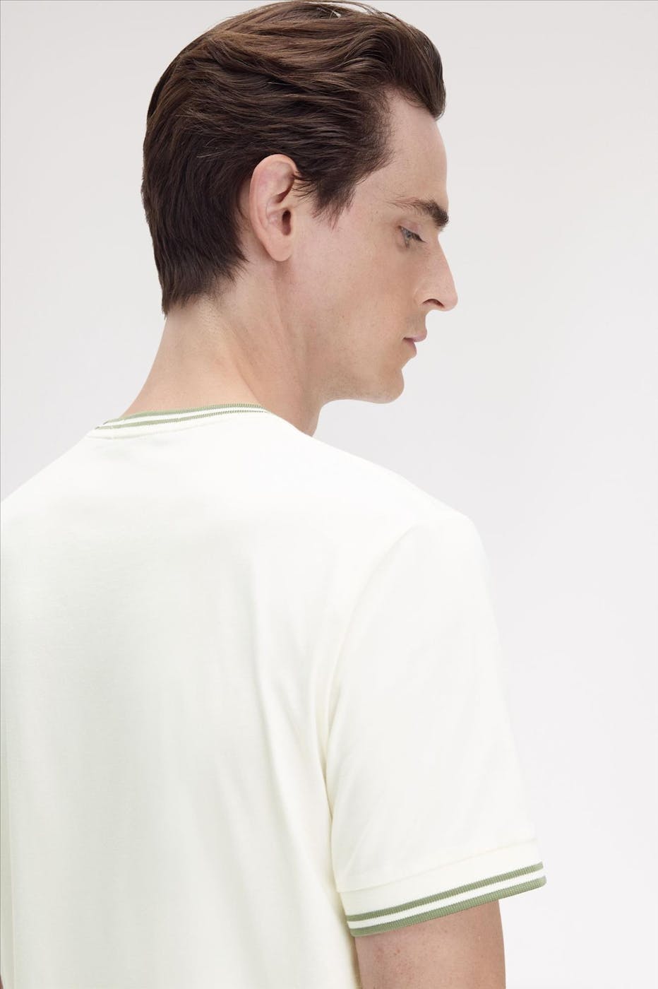 Fred Perry - Ecru-mintgroene Twin Tipped T-shirt