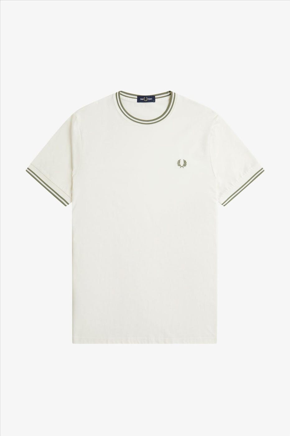 Fred Perry - Ecru-mintgroene Twin Tipped T-shirt