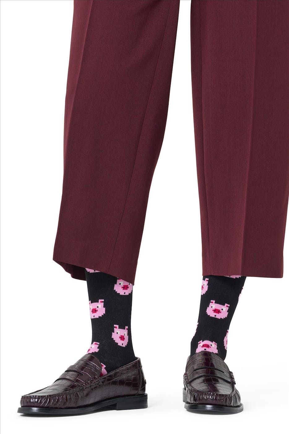 Happy Socks - Zwarte Piggy sokken, maat: 41-46