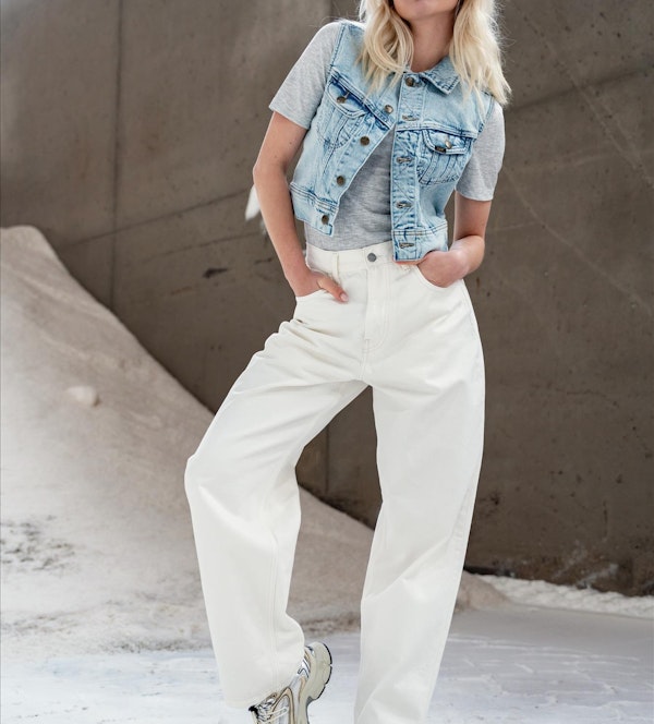 Lee - Lichtblauw Cropped Rider jeansvestje