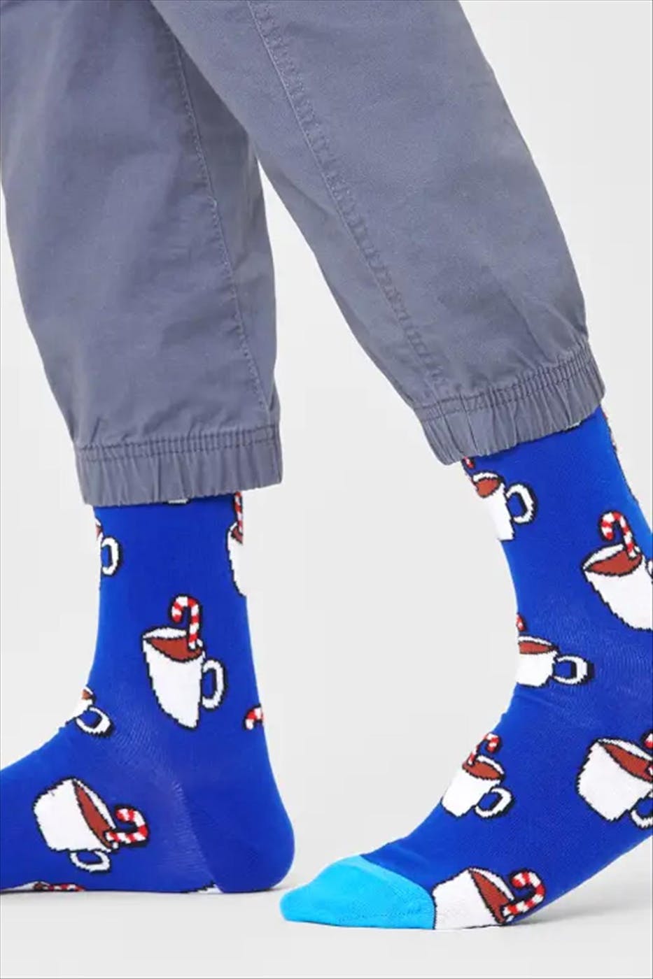 Happy Socks - Blauwe Candy Cane Cocoa sokken, maat: 41-46