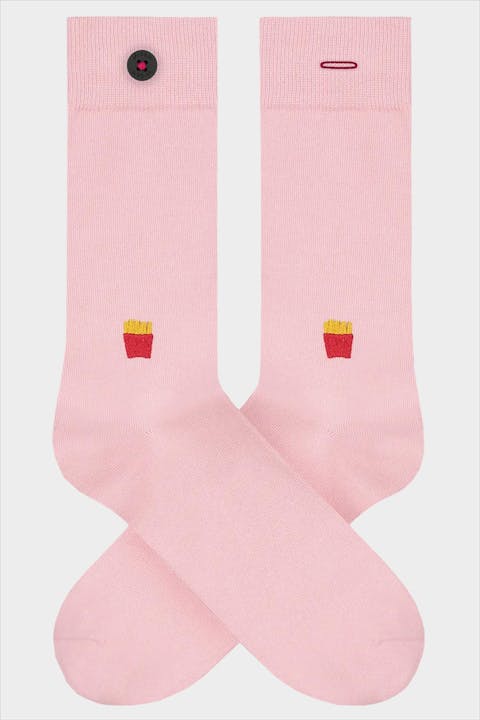 A'dam - Roze Siegfried sokken met frietjes, maat: 36-40