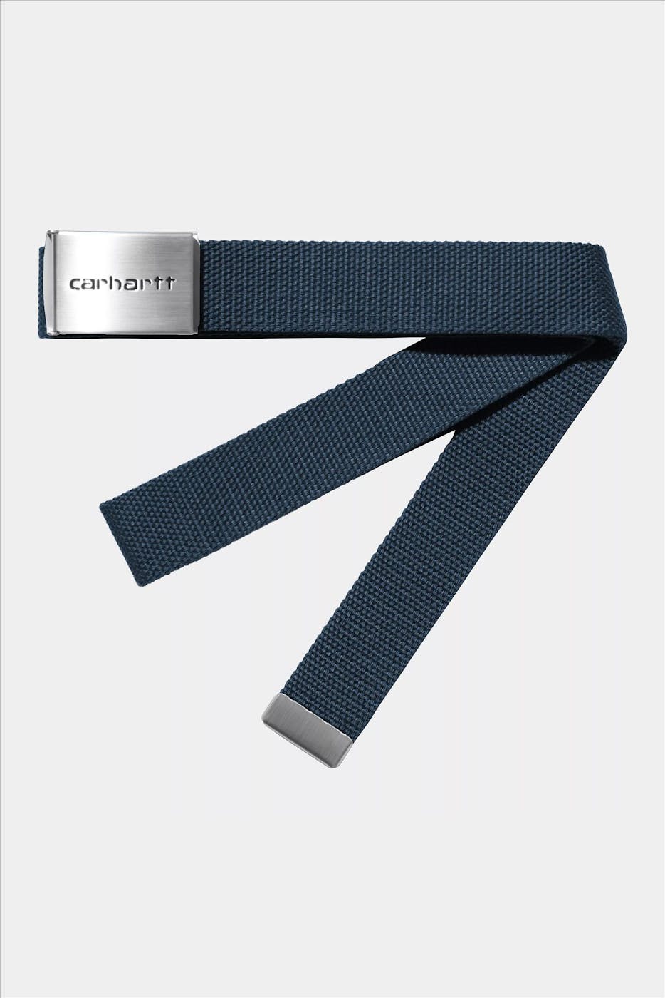 Carhartt WIP - Inktblauwe Clip Belt Chrome riem