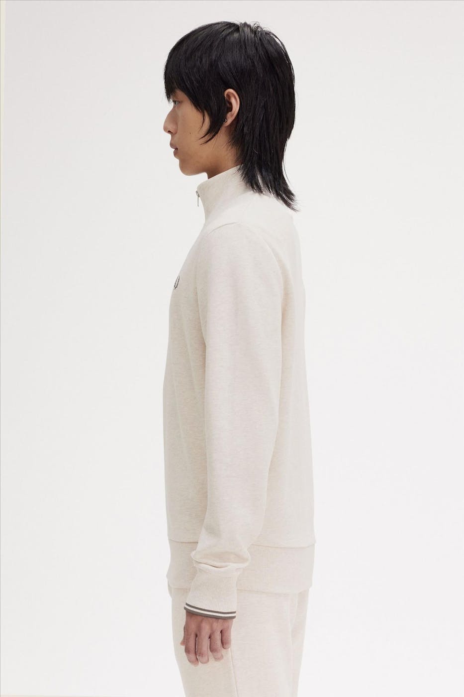 Fred Perry - Lichtgrijze Half Zip sweater