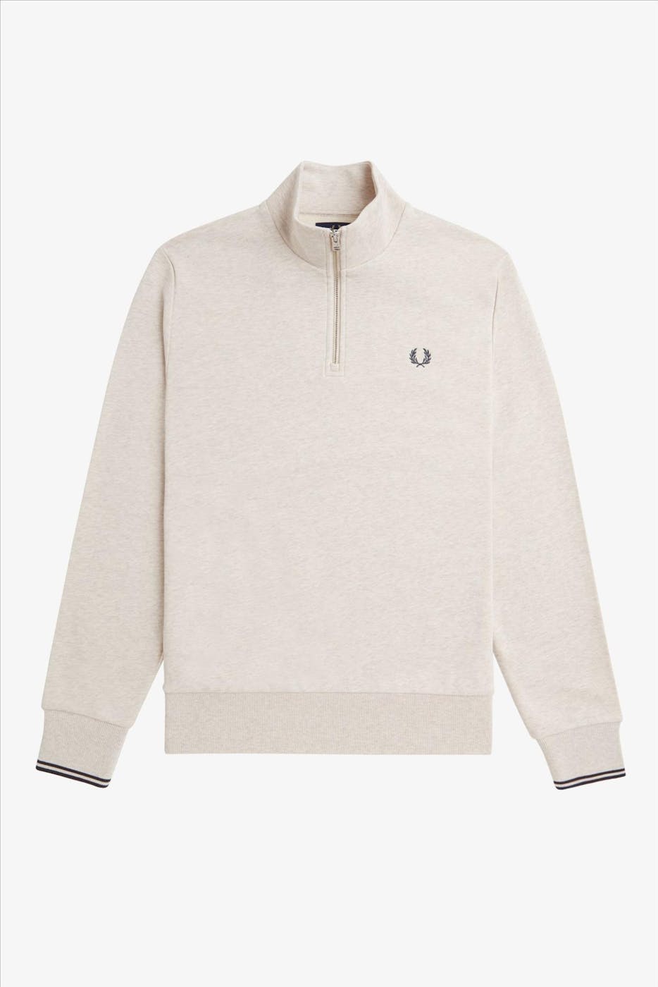 Fred Perry - Lichtgrijze Half Zip sweater