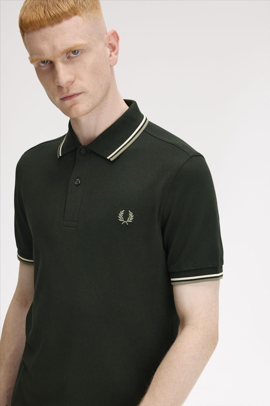 Fred Perry - Donkergroene Twin Tipped polo
