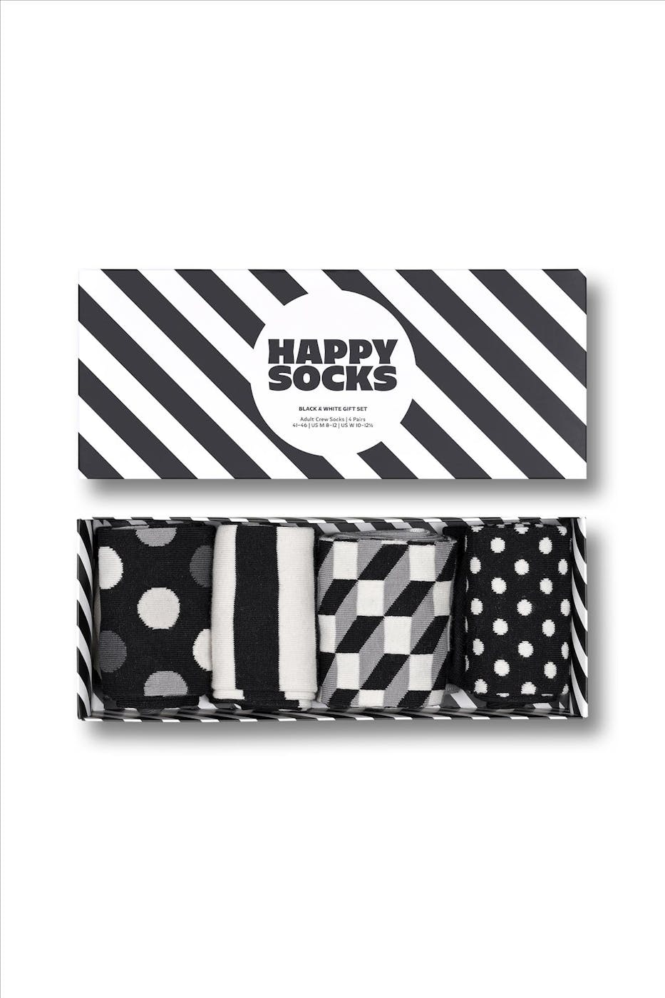 Happy Socks - Zwart-witte 4-pack Gift Set sokken, maat: 36-40