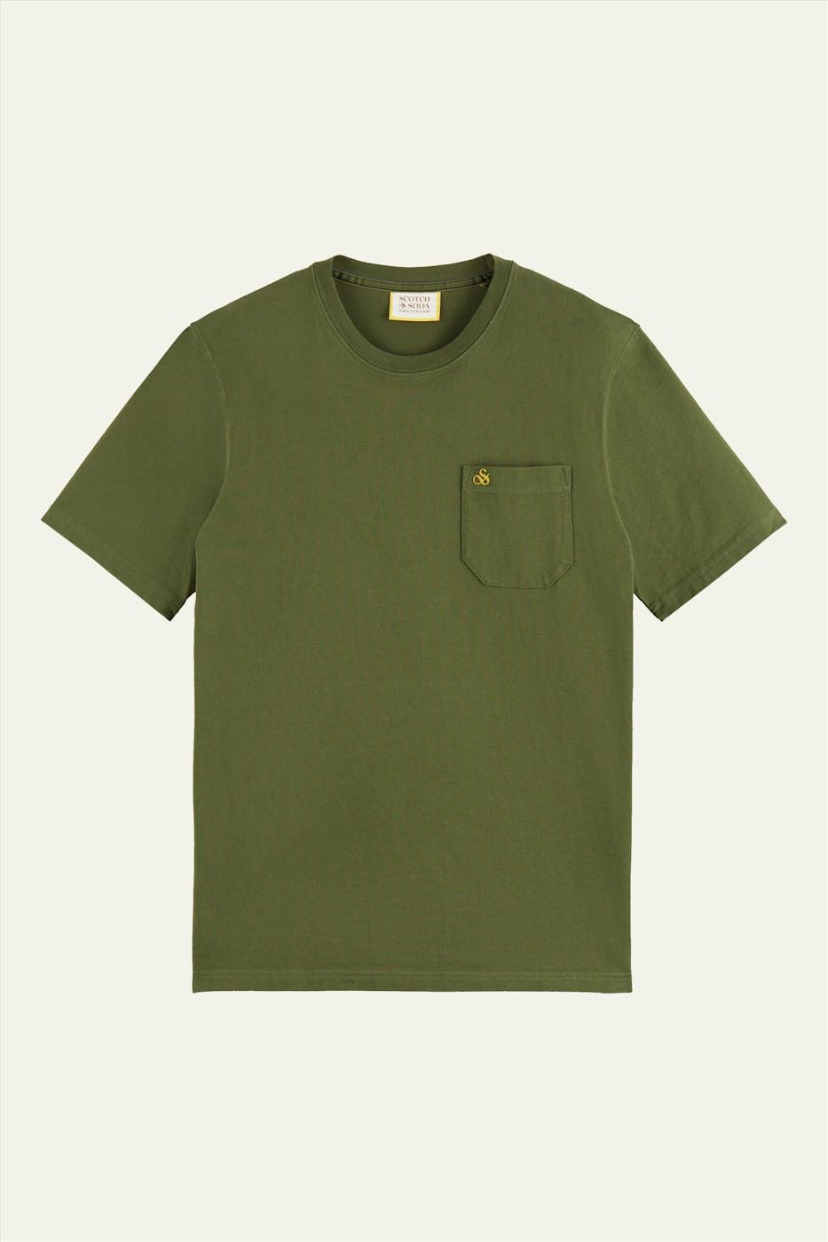 Scotch & Soda - Olijfgroene Basic Pocket t-shirt